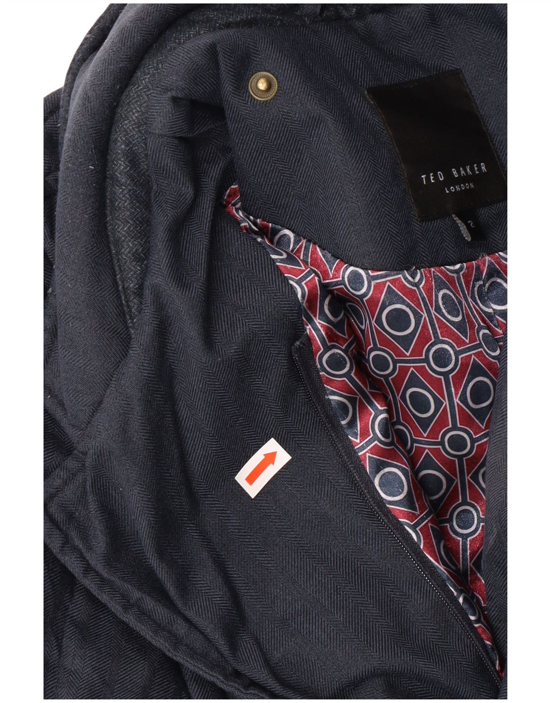 TED BAKER Muška prošivena jakna veličine 2 Mala tamnoplava klasična riblja kost