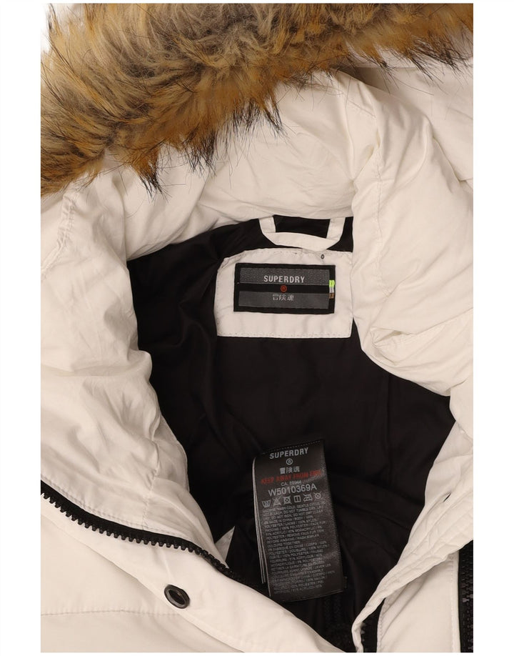 SUPERDRY ženska podstavljena jakna s kapuljačom UK 14 srednji bijeli poliester