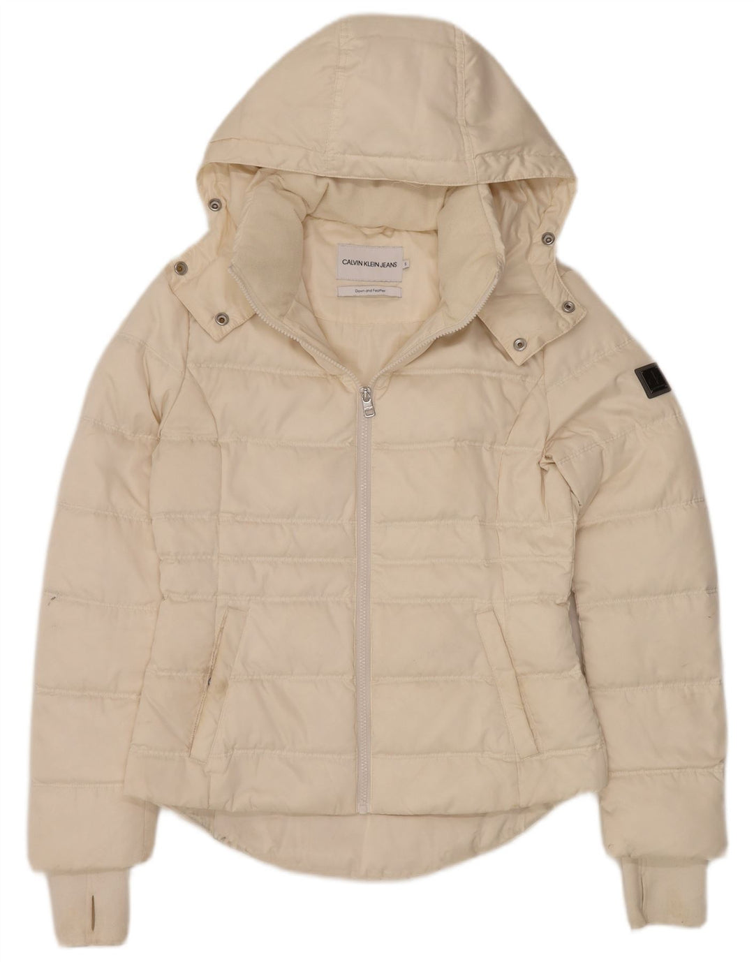 CALVIN KLEIN JEANS Ženska prevelika podstavljena jakna UK 10 Small Off White