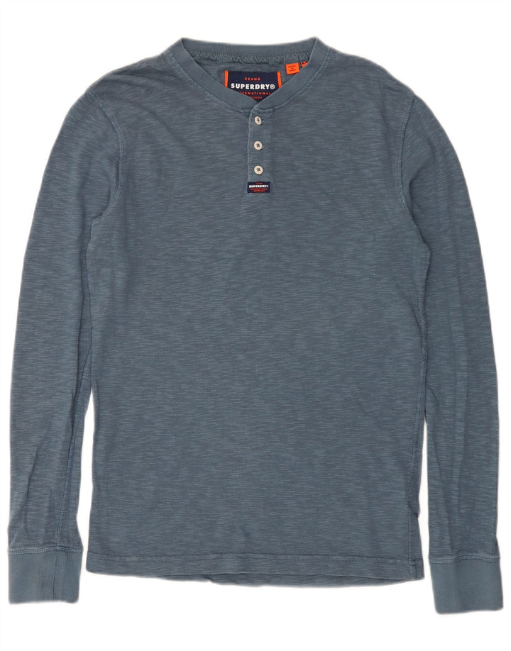 Superdry muška majica dugih rukava, srednje plavi flekasti pamuk