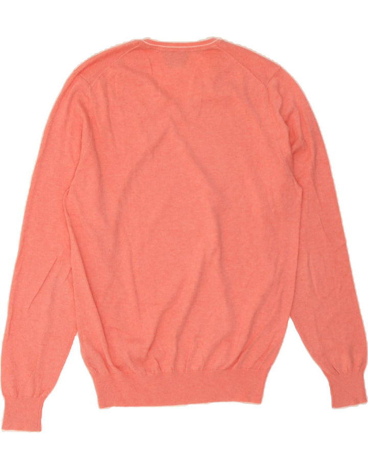 MASSIMO DUTTI Mens V-Neck Jumper Sweater Medium Pink Cotton Vintage Massimo Dutti and Second-Hand Massimo Dutti from Messina Hembry 