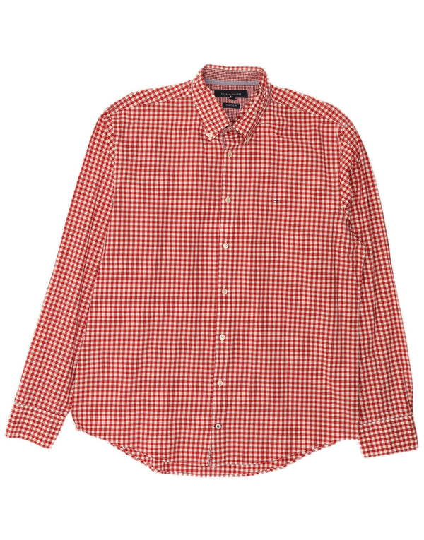 Tommy Hilfiger Mens New York Fit Shirt XL Red Gingham Pamuk