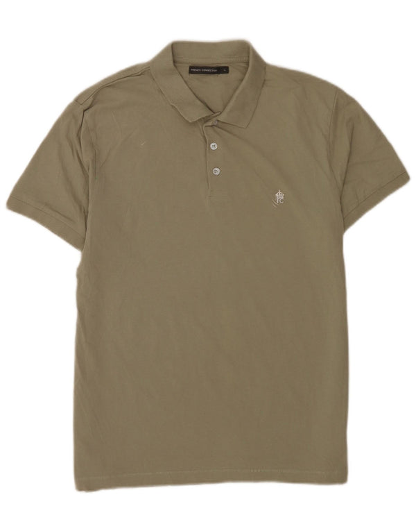 French Connection Mens Polo Shirt Large Khaki Cotton
