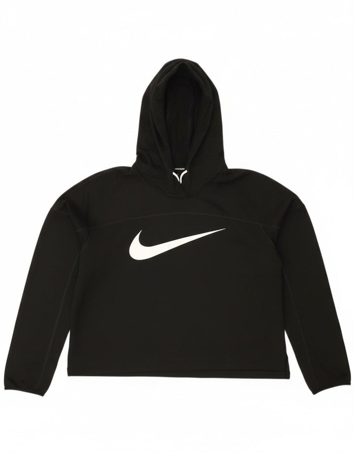 Nike Ženska skraćena majica s kapuljačom s kapuljačom UK 14 srednje crne boje od poliestera