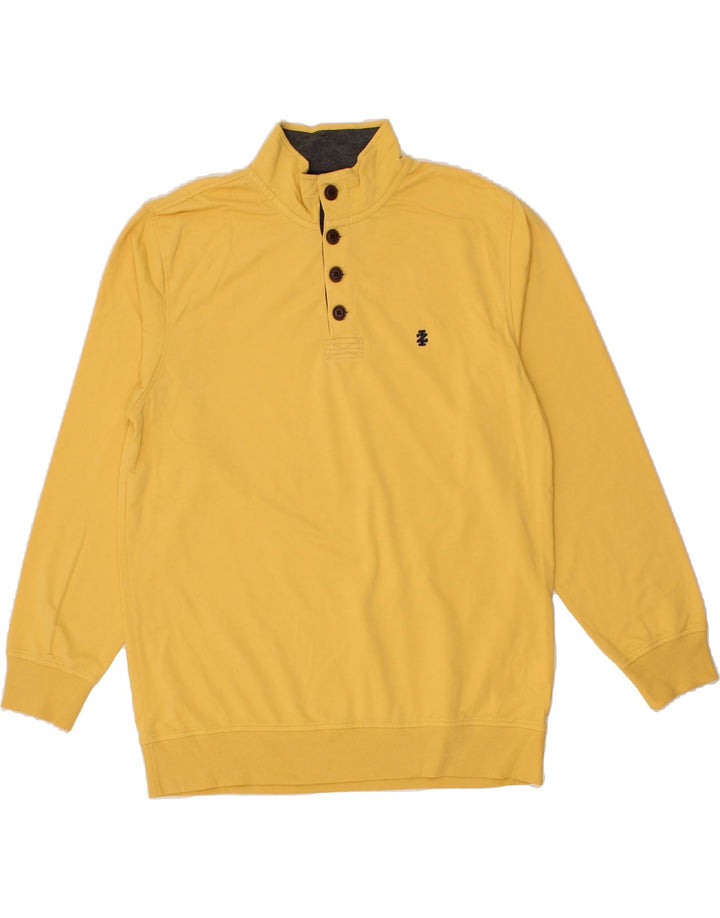 IZOD Mens Salt Water Button Neck Sweatshirt Jumper Medium Yellow Cotton Vintage Izod and Second-Hand Izod from Messina Hembry 