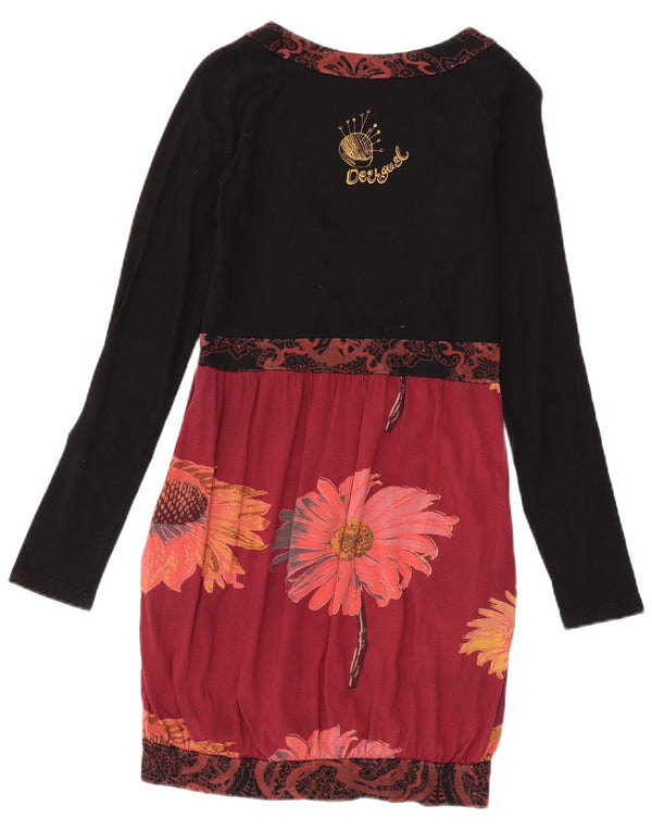 Desigual ženska haljina dugih rukava Empire UK 12 srednje crna cvjetna