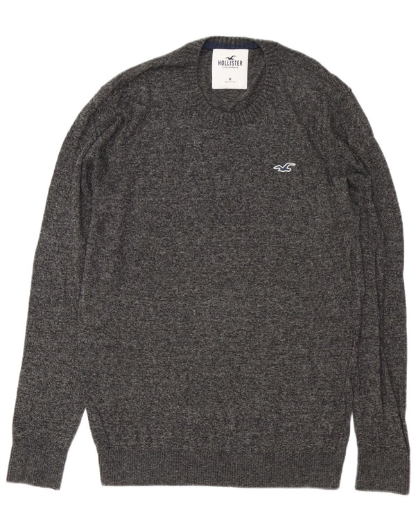 Hollister Mens Crew Neck Jumper Sweater Medium Grey Flecked Cotton