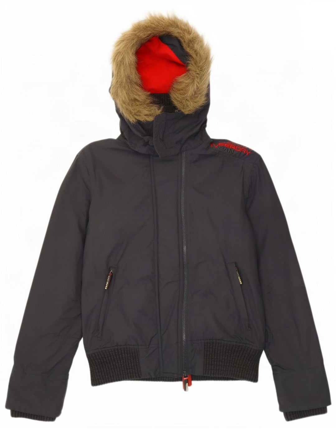 Superdry ženska oversized bomber jakna The Windbomber s kapuljačom UK 6 XS siva