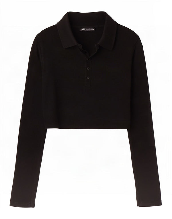 Zara ženska polo majica dugih rukava UK 12 srednje crna