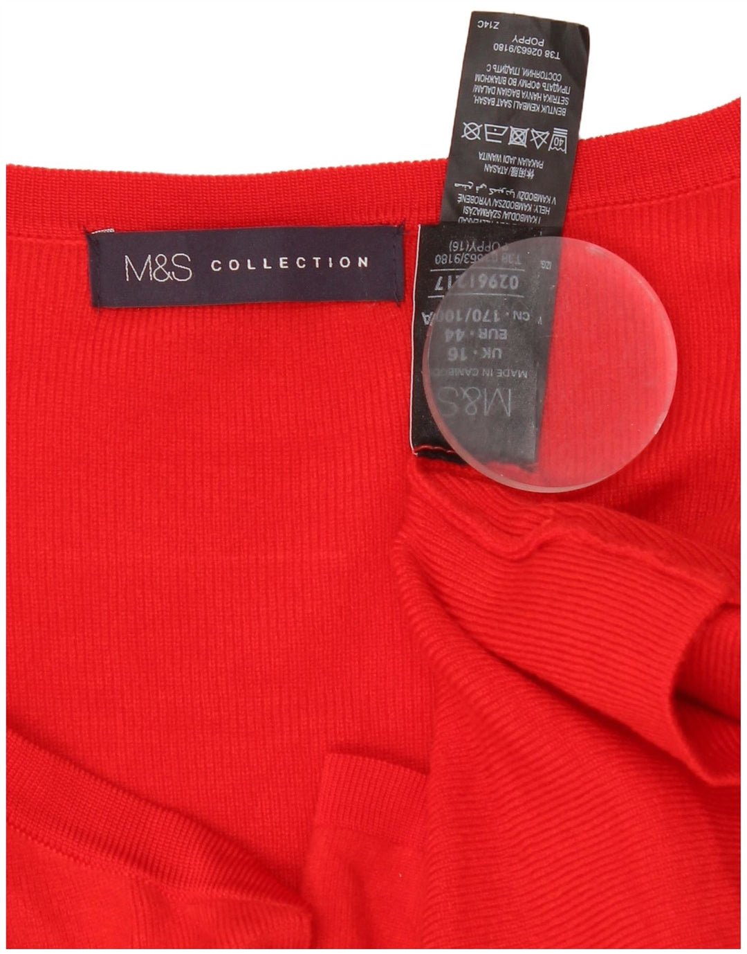 Marks & Spencer ženski otvoreni kardigan pulover UK 16 Large Red