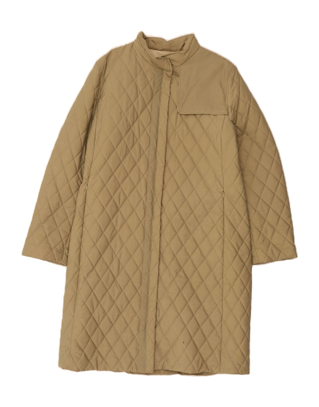 HENRY COTTONS Womens Quilted Overcoat IT 46 Large Khaki Vintage Henry Cottons and Second-Hand Henry Cottons from Messina Hembry 