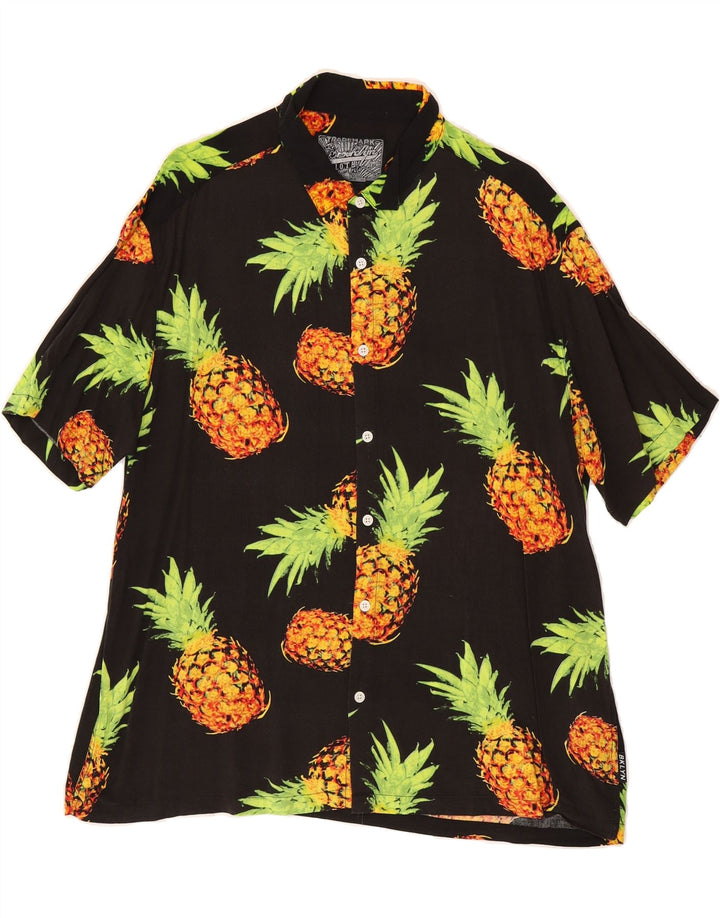 TRADEMARK Mens Abstract Pattern Short Sleeve Shirt Large Black Hawaiian Vintage Trademark and Second-Hand Trademark from Messina Hembry 