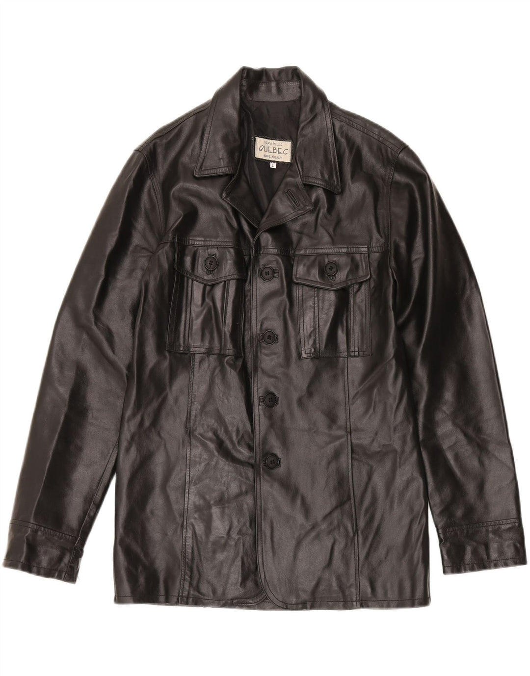 QUEBEC Mens Leather Jacket UK 40 Large Black Leather