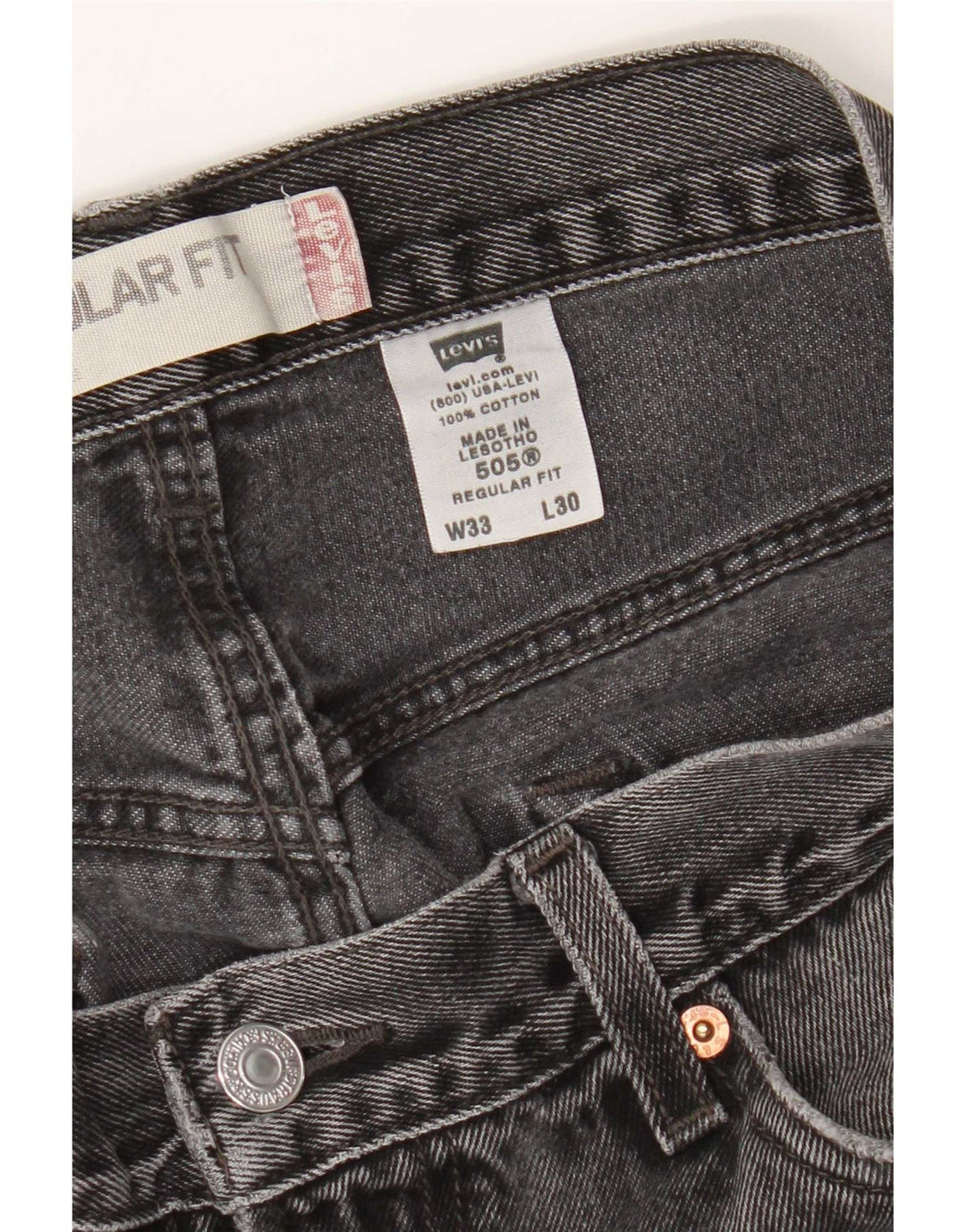 Levi's muške 505 ravne traperice regularnog kroja W33 L30 sivi pamuk