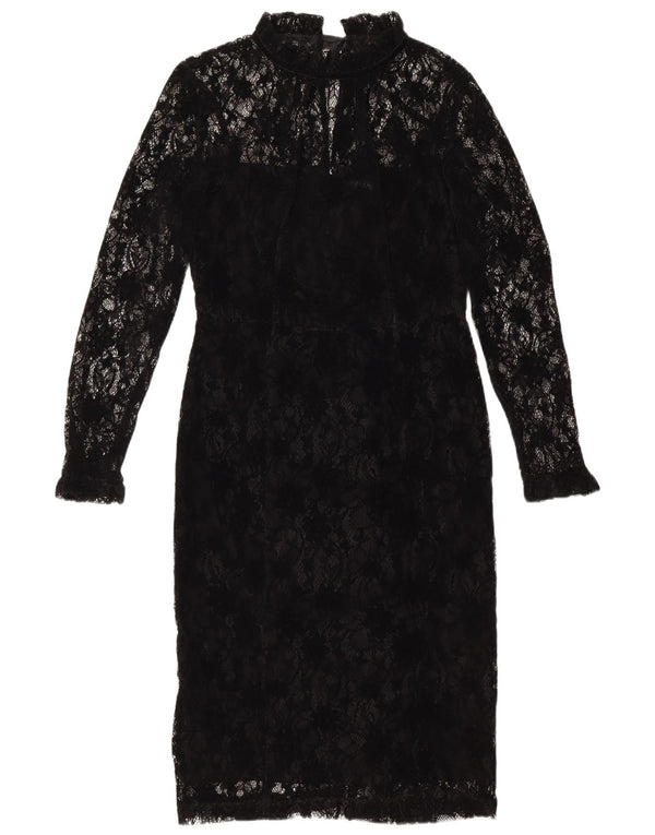 Marks & Spencer ženska plašt haljina dugih rukava UK 12 Srednje crna cvjetna