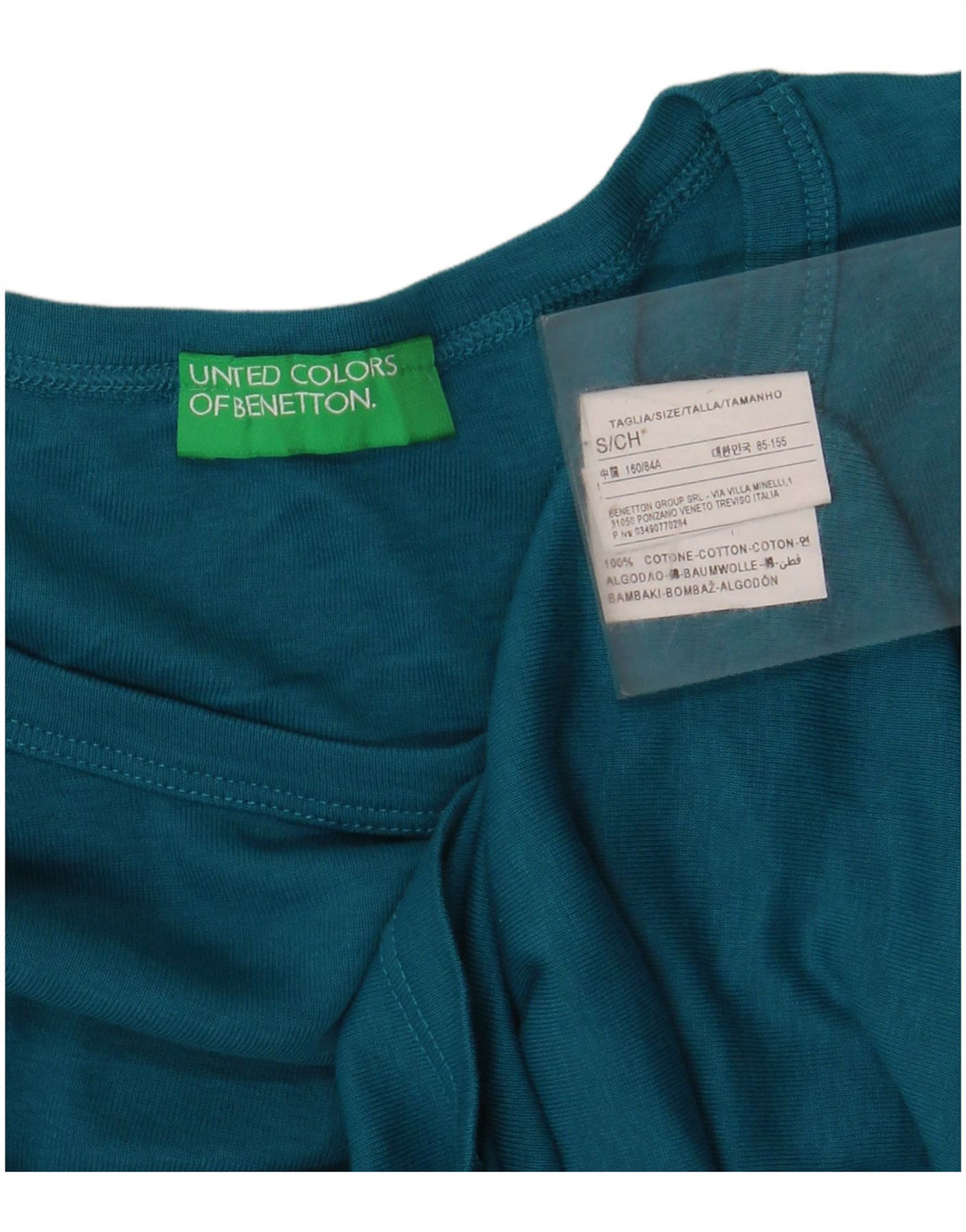 BENETTON Ženska majica dugih rukava s grafikom UK 10 Mali plavi pamuk