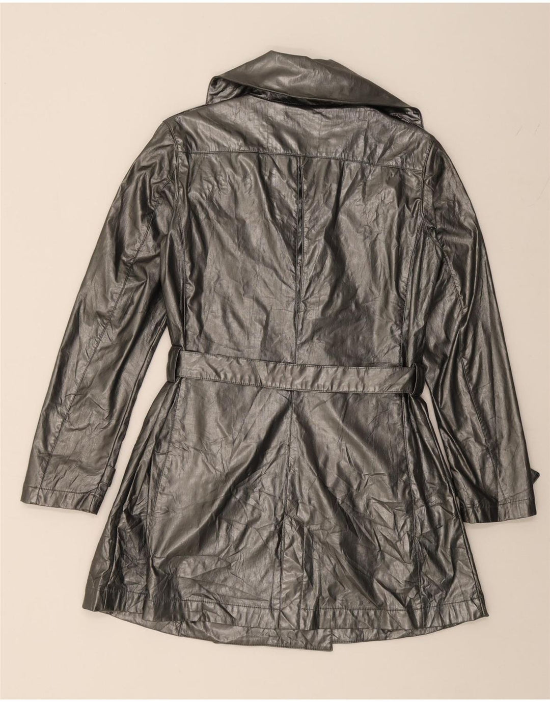 K-WAY Womens Trench Coat UK 14 Medium Silver Polyester Vintage K-Way and Second-Hand K-Way from Messina Hembry 