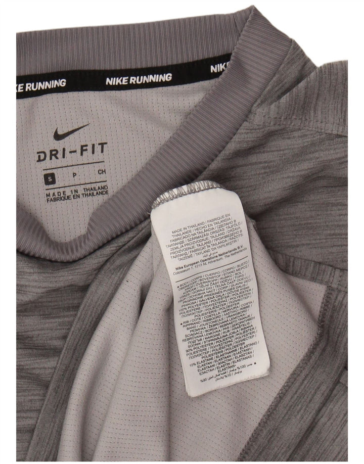 NIKE Womens Dri Fit Top Long Sleeve UK 10 Small Grey Flecked Polyester