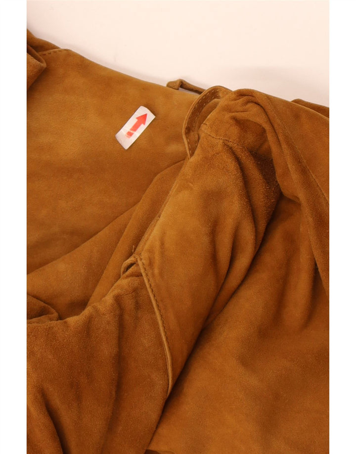 Vintage ženska jakna od brušene kože s 3 gumba IT 48 XL, smeđa koža