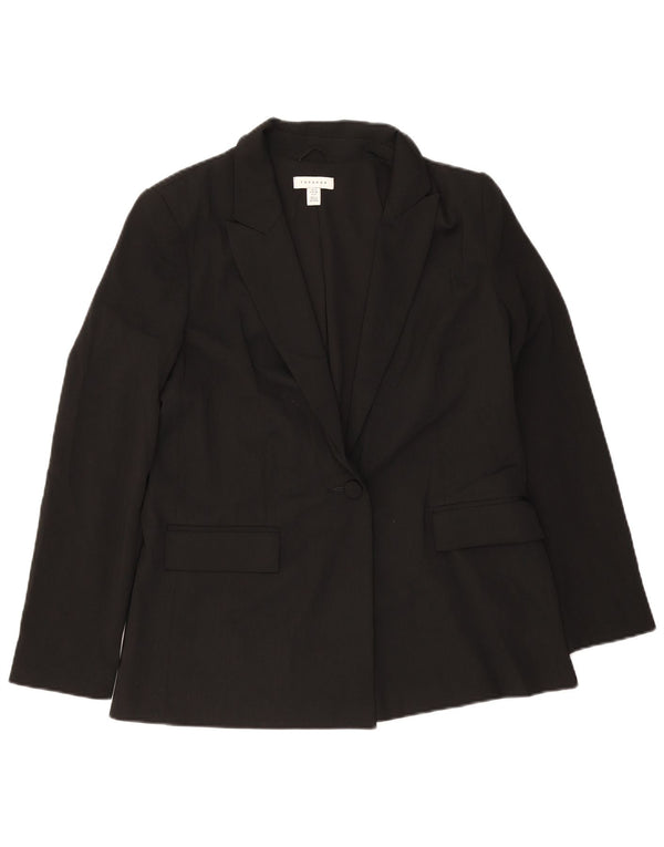Topshop Ženska jakna s jednim gumbom UK 10 Mali crni poliester