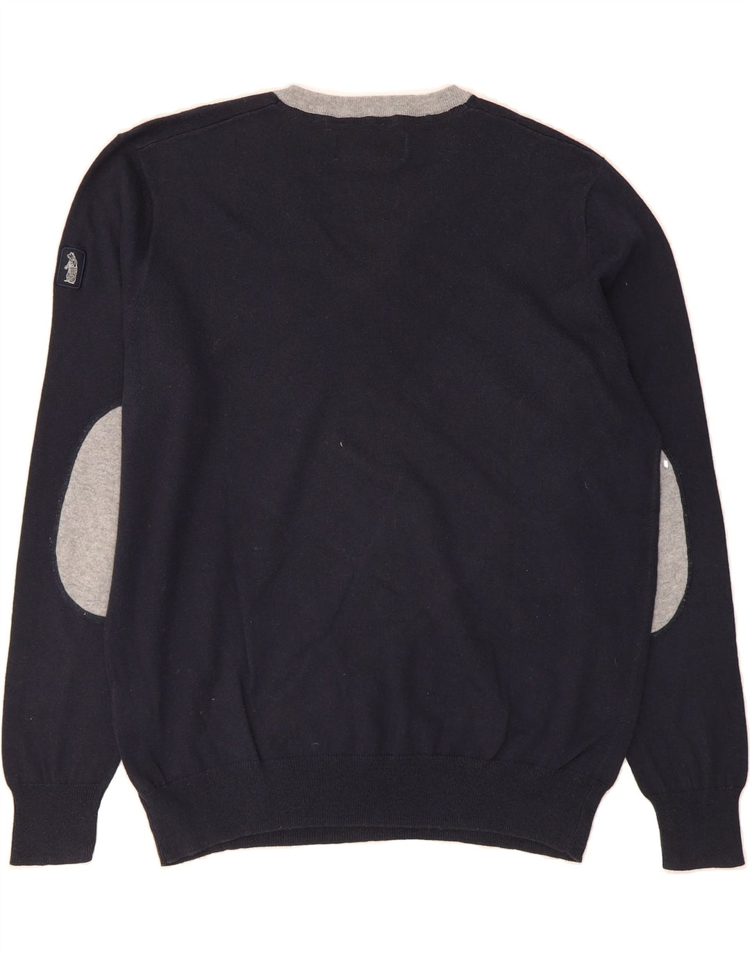 REFRIGUE Mens V-Neck Jumper Sweater XL Navy Blue Cotton Vintage Refrigue and Second-Hand Refrigue from Messina Hembry 