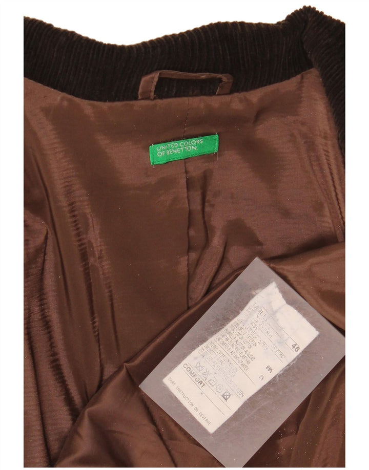 Benetton ženski sako od samta s 3 gumba IT 46 Veliki smeđi pamuk