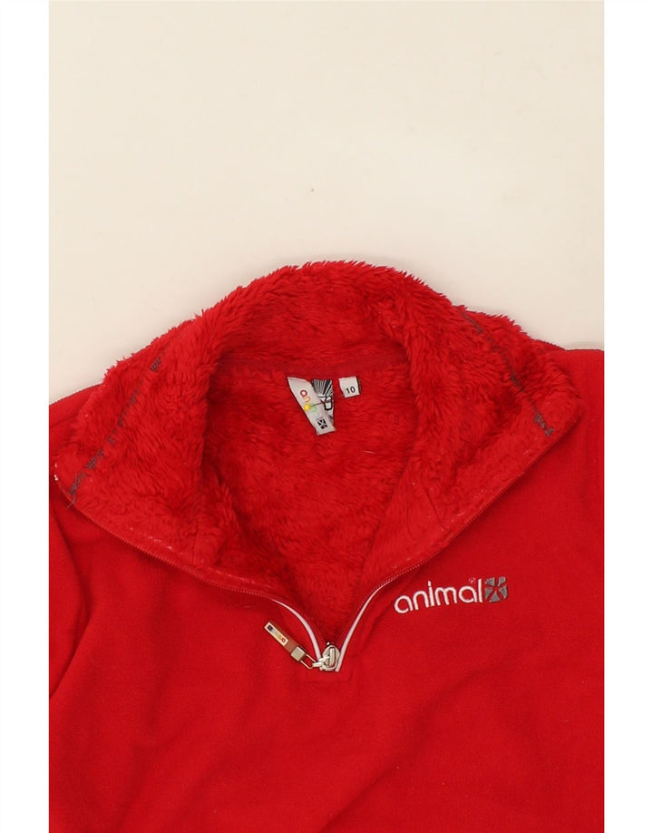 ANIMAL Womens Zip Neck Fleece Jumper UK 10 Small  Red Polyester Vintage Animal and Second-Hand Animal from Messina Hembry 