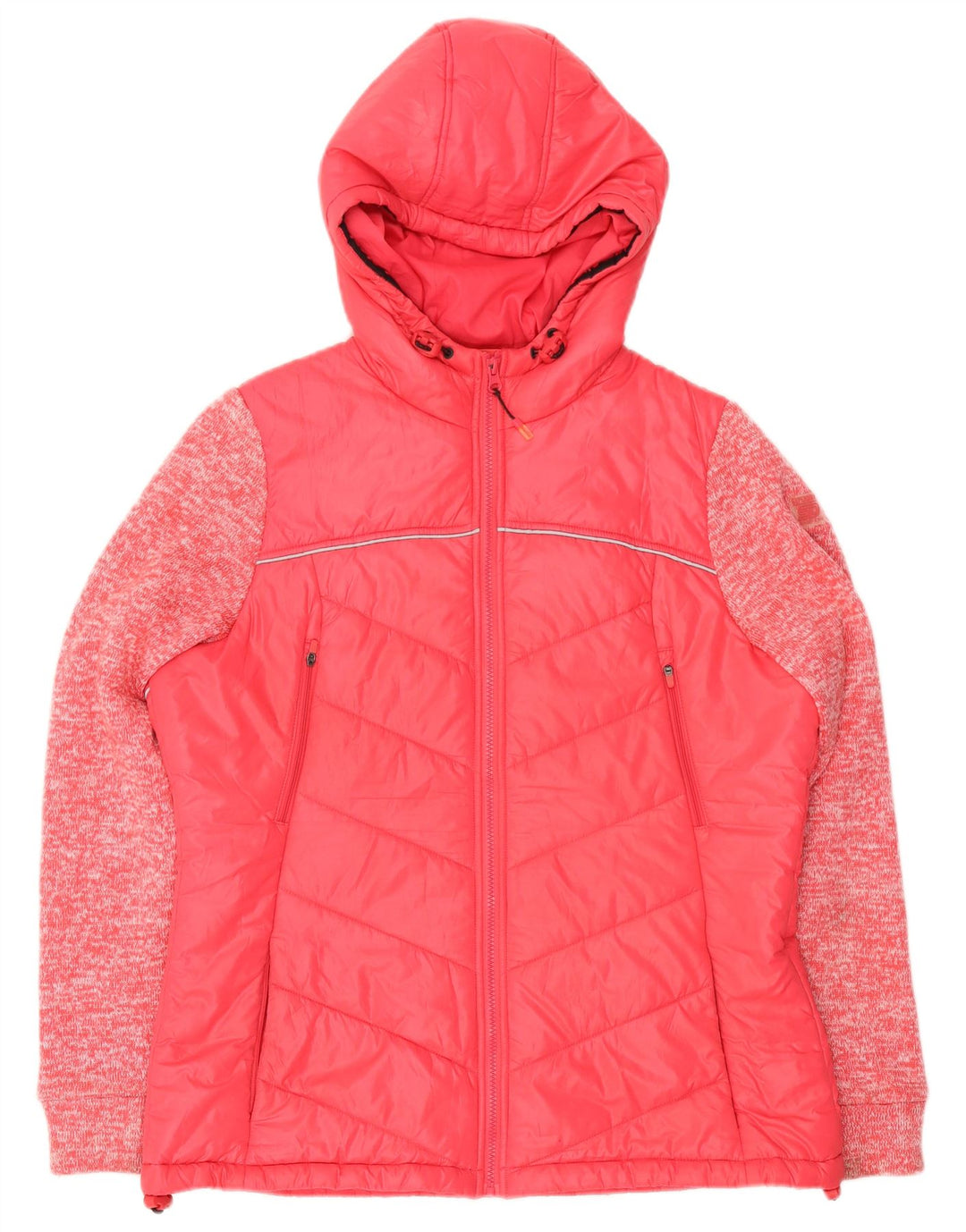 Superdry ženska podstavljena jakna s kapuljačom UK 16 Veliki ružičasti flekasti poliester