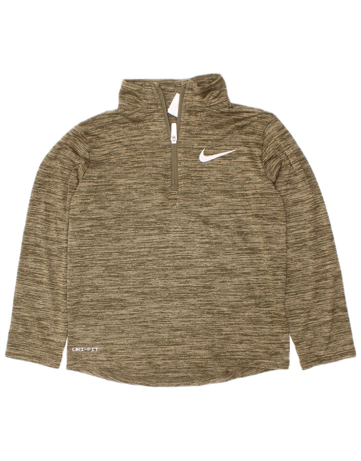 Nike Boys Dri Fit Pullover Trenirka Top 5-6 Years Medium Kaki Flected