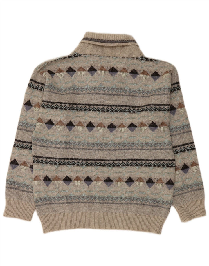 Vintage muški džemper sa šal ovratnikom IT 50 Srednje sivi Argyle/Diamond
