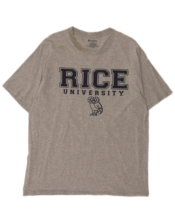 Champion Mens Rice University Graphic T-Shirt Top XL sivi pamuk