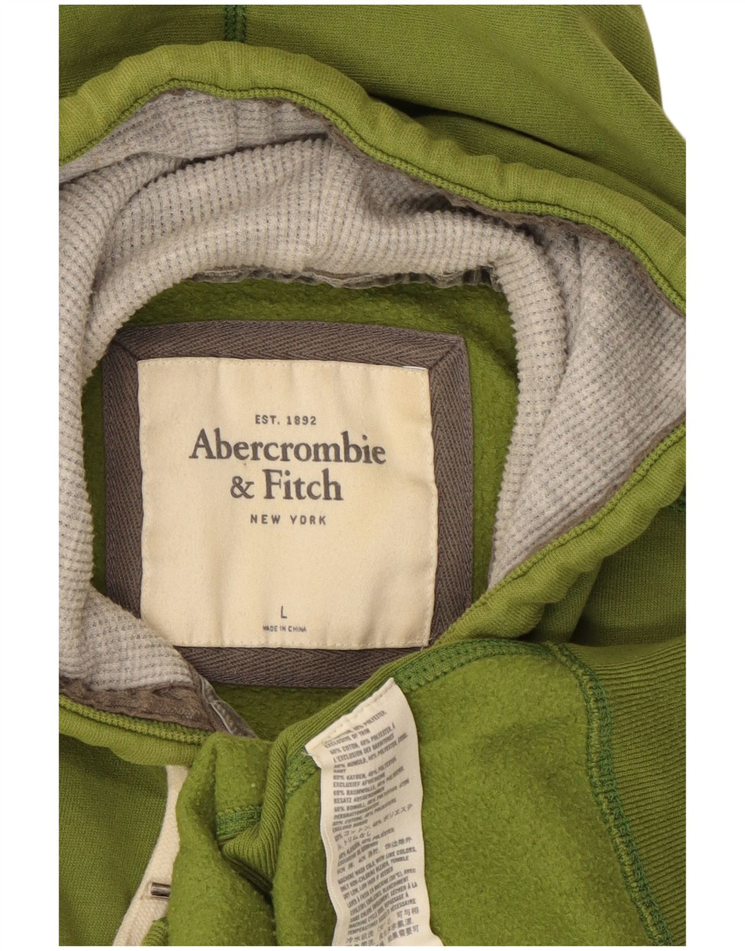 ABERCROMBIE & FITCH Ženska majica s kapuljačom s patentnim zatvaračem UK 14 Velika zelena