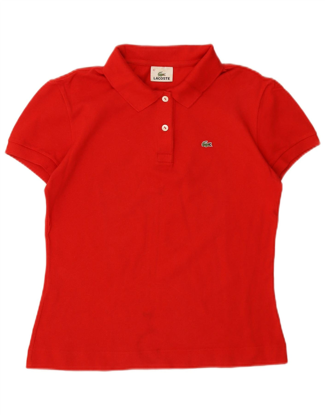 LACOSTE Womens Polo Shirt Size 42 Large Red Cotton