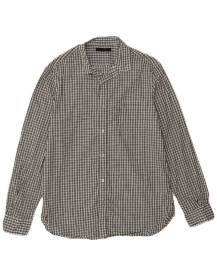 French Connection muška košulja Large Grey Gingham pamuk
