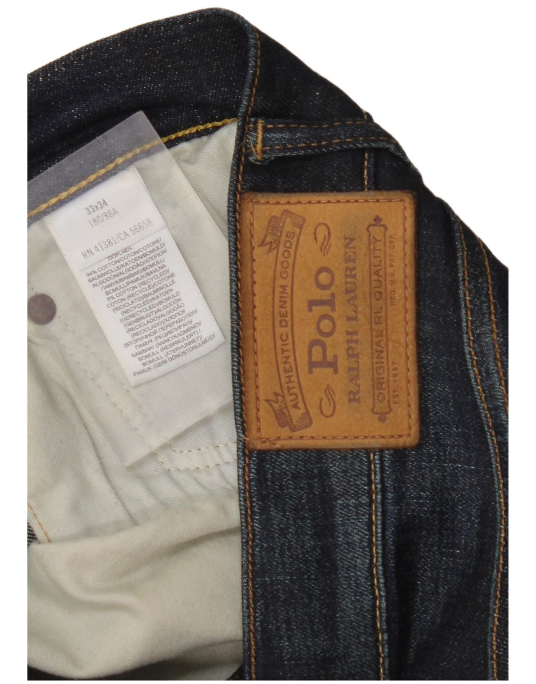 POLO RALPH LAUREN Muške uske traperice W33 L34 tamnoplavi pamuk
