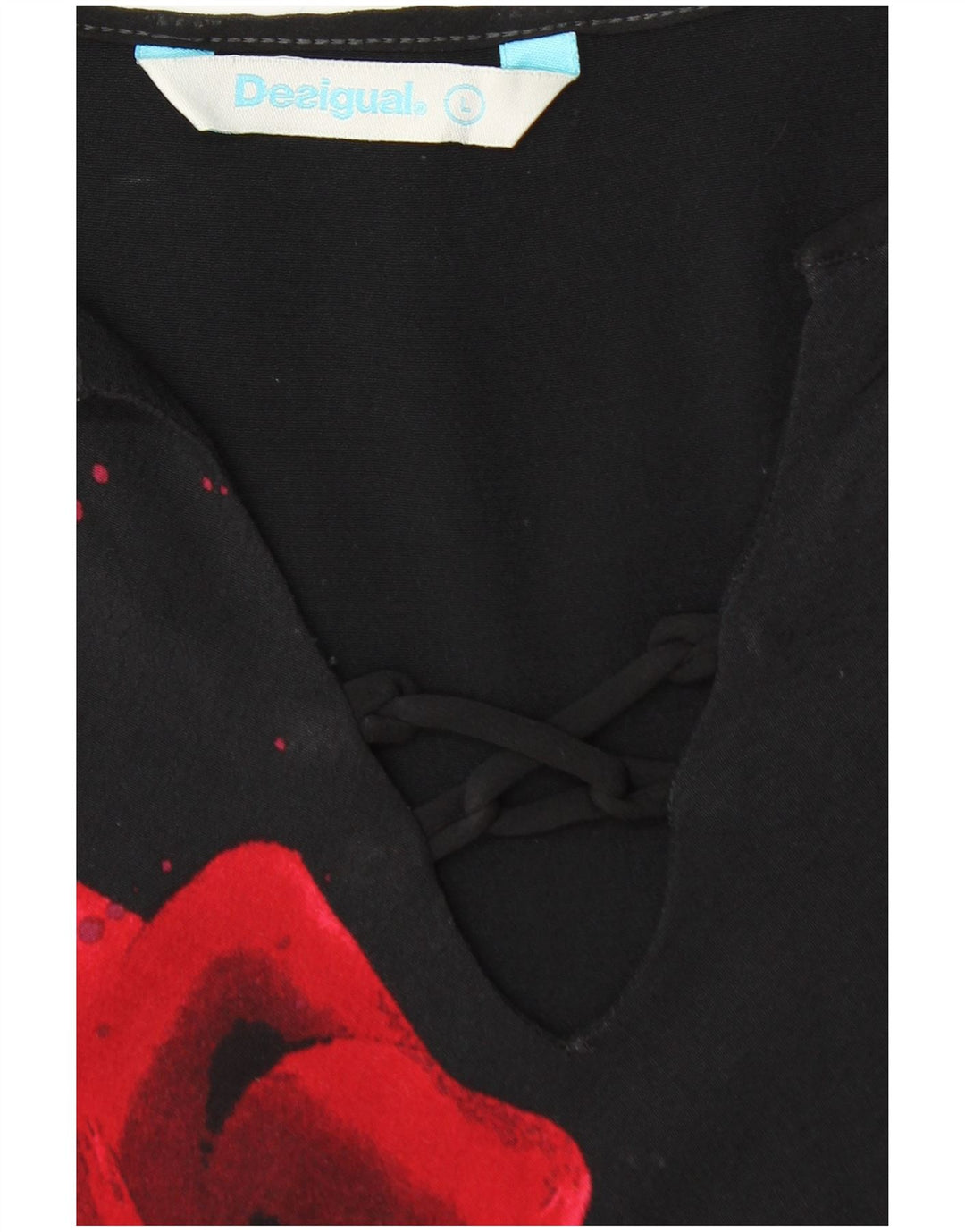 DESIGUAL ženski gornji dio bluze bez rukava UK 14 Veliki crni cvjetni