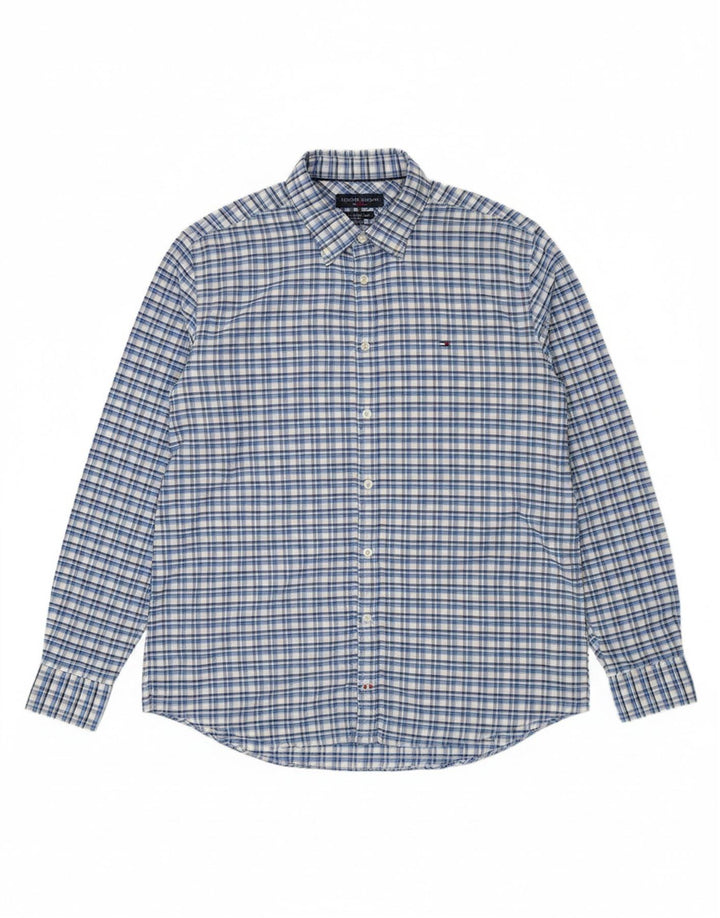 TOMMY HILFIGER Mens Shirt XL Blue Check Cotton