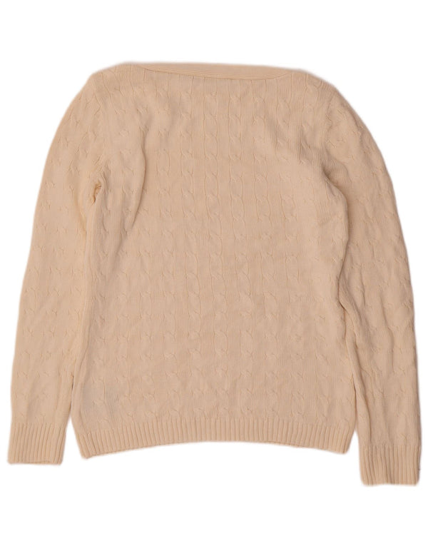 Ralph Lauren ženski džemper s veznim izrezom UK 14 Large Off White Pamuk