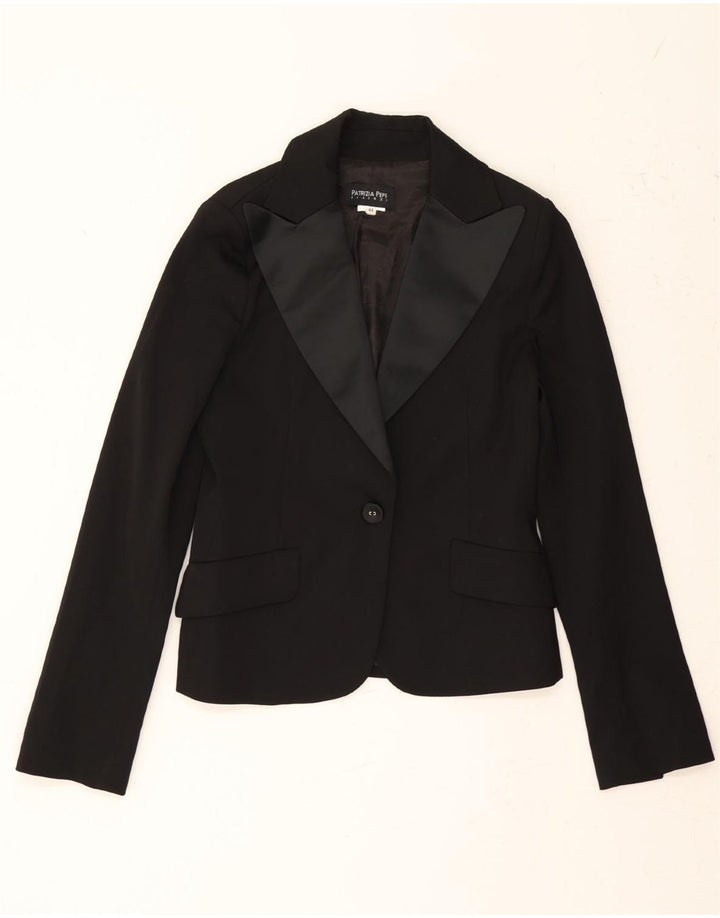 PATRIZIA PEPE Womens 1 Button Blazer Jacket IT 44 Medium Black Polyamide Vintage Patrizia Pepe and Second-Hand Patrizia Pepe from Messina Hembry 