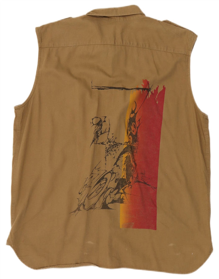 Vintage muška vojna majica bez rukava XL kaki pamuk