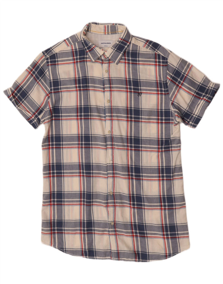 Jack & Jones muška košulja kratkih rukava, plavi karirani pamuk