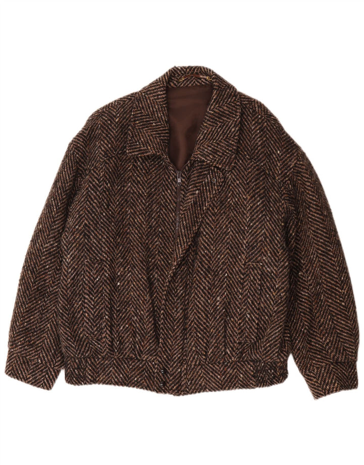 Vintage muška bomber jakna vjetrovka UK 42 XL smeđa vuna riblja kost