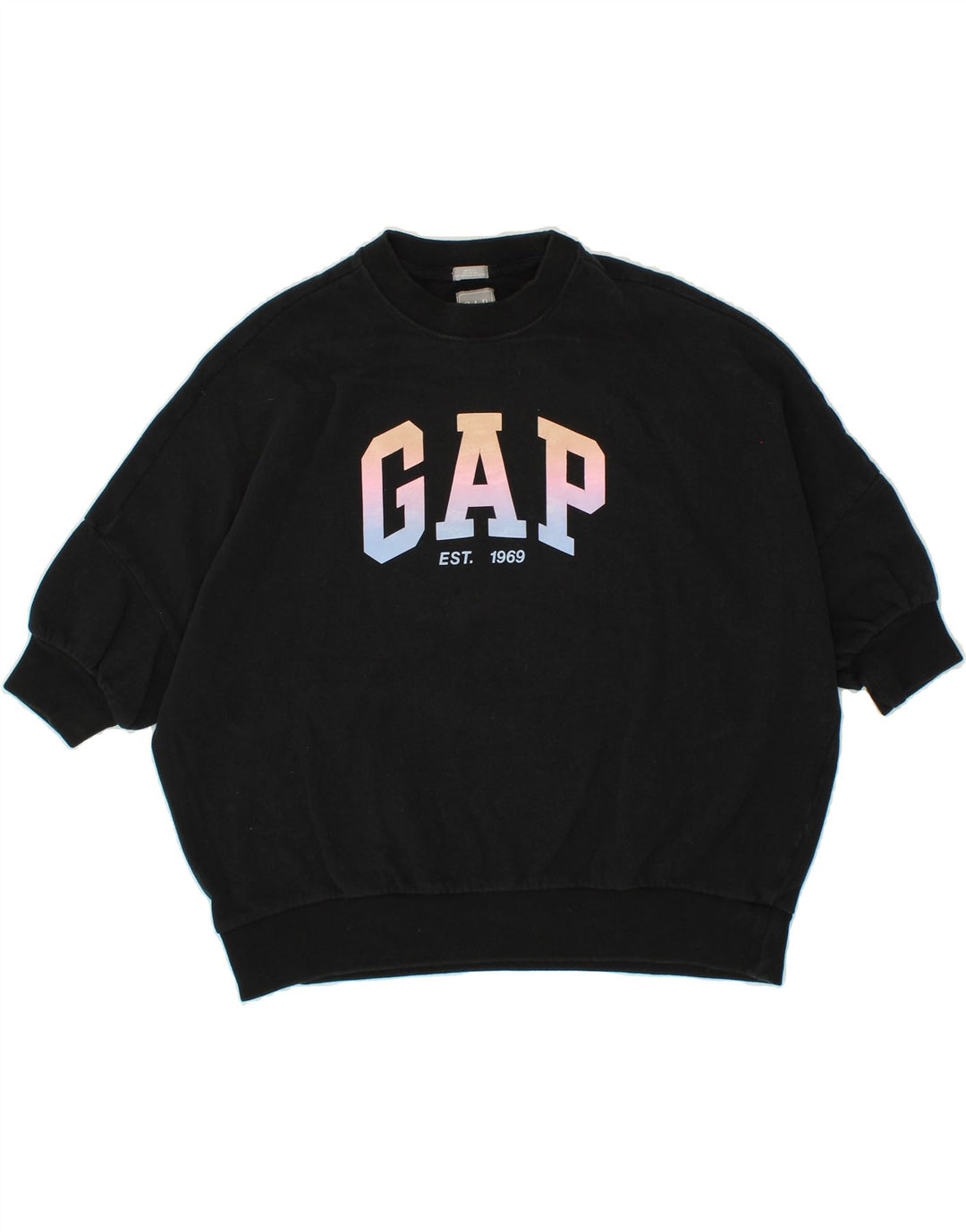 GAP Womens Graphic Short Sleeve Sweatshirt Jumper UK 14 Medium Black Vintage Gap and Second-Hand Gap from Messina Hembry 