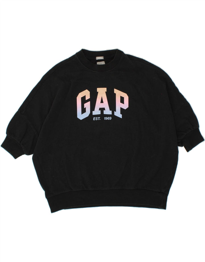 GAP Womens Graphic Short Sleeve Sweatshirt Jumper UK 14 Medium Black Vintage Gap and Second-Hand Gap from Messina Hembry 