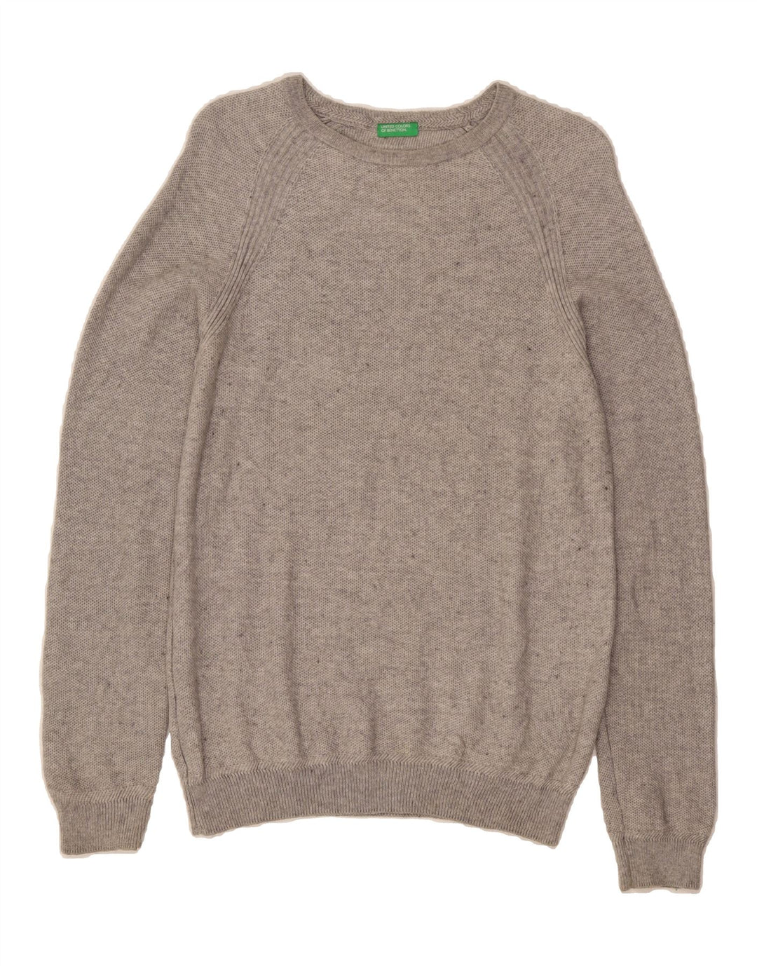 BENETTON Mens Boat Neck Jumper Sweater Medium Grey Flecked Cotton Vintage Benetton and Second-Hand Benetton from Messina Hembry 