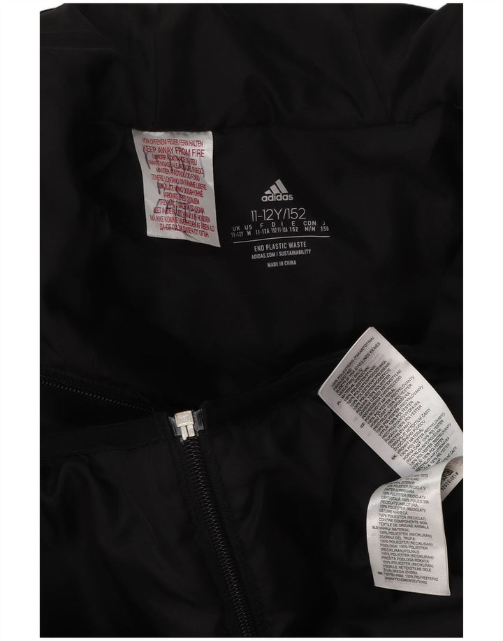 Podstavljena jakna ADIDAS za dječake 11-12 godina, crni poliester