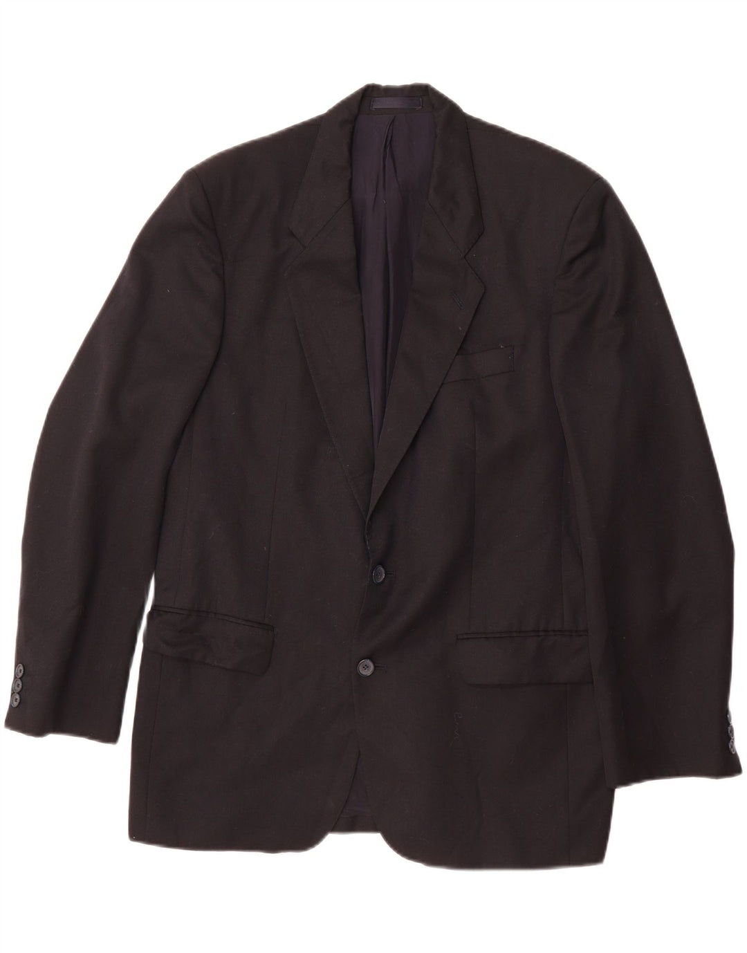 MARKS & SPENCER Mens 2 Button Blazer Jacket UK 40 Large Navy Blue Vintage Marks & Spencer and Second-Hand Marks & Spencer from Messina Hembry 