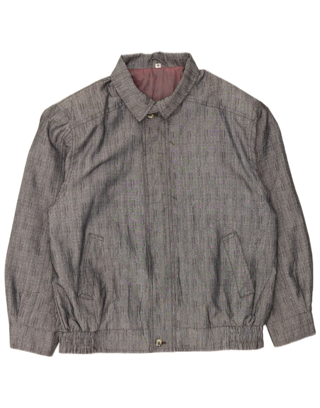 Vintage muška bomber jakna IT 50 veliki sivi karirani poliester