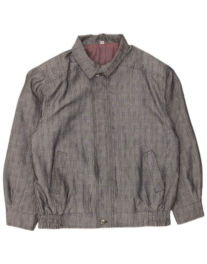 Vintage muška bomber jakna IT 50 veliki sivi karirani poliester