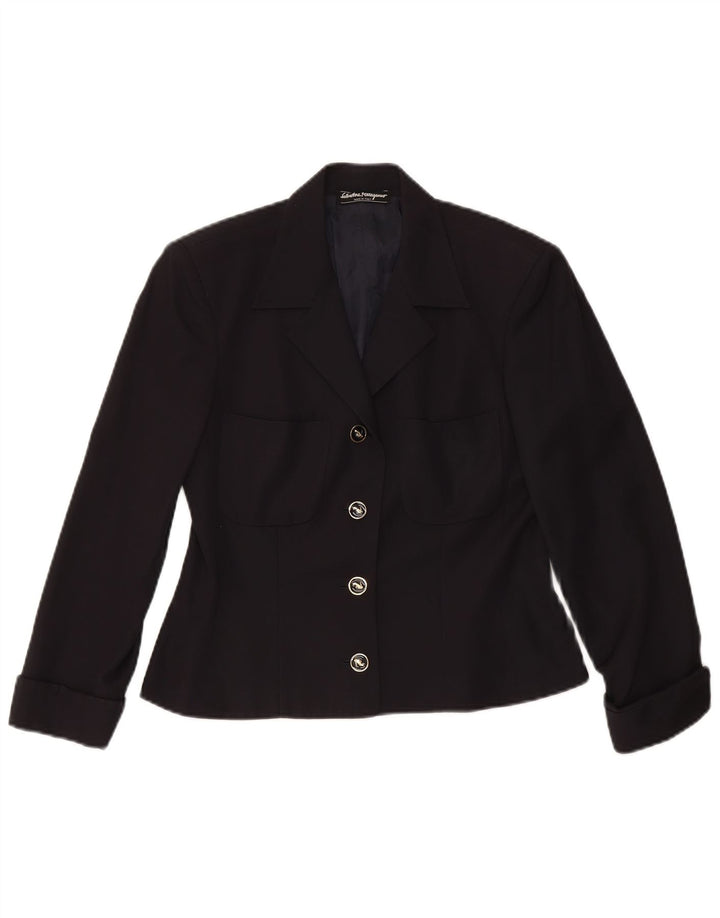 SALVATORE FERRAGAMO Womens 4 Button Blazer Jacket UK 10 Small Black